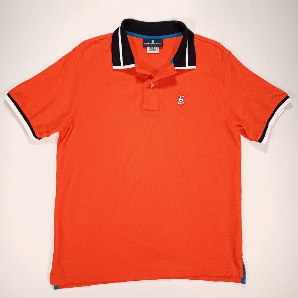 Pyscho Bunny by Robert Godley Mens Orange Polo Shirt Pima Cotton Size 5 NWOTs
